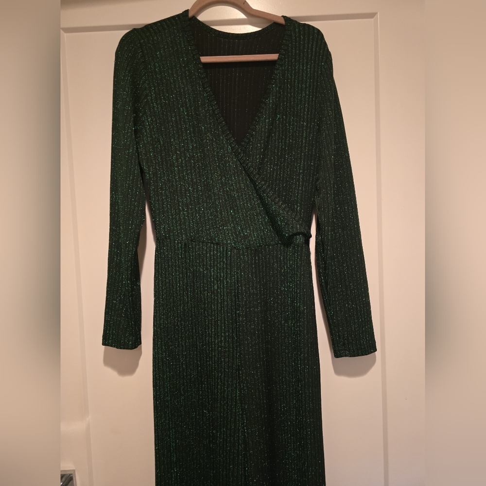 Shimmering Green Long Sleeve Jumpsuit
